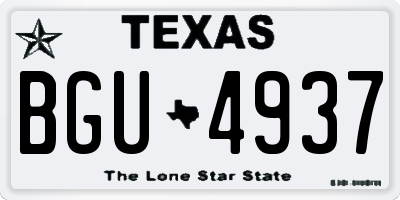 TX license plate BGU4937