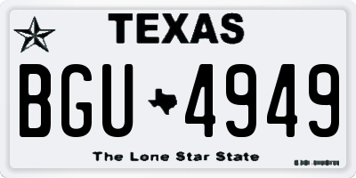 TX license plate BGU4949