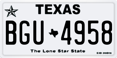 TX license plate BGU4958