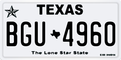 TX license plate BGU4960