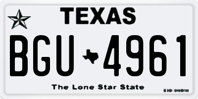 TX license plate BGU4961