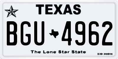 TX license plate BGU4962