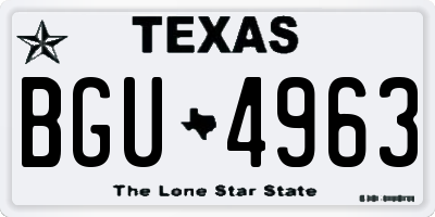 TX license plate BGU4963