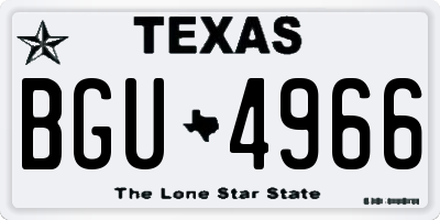 TX license plate BGU4966