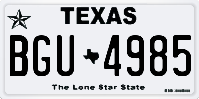 TX license plate BGU4985