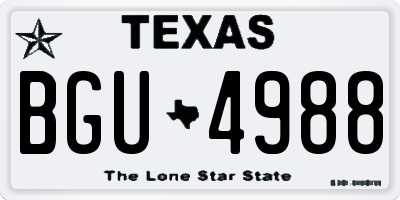 TX license plate BGU4988