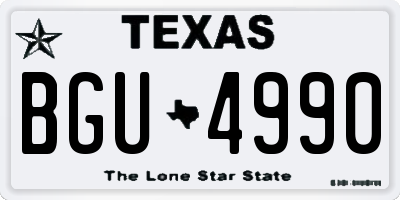 TX license plate BGU4990