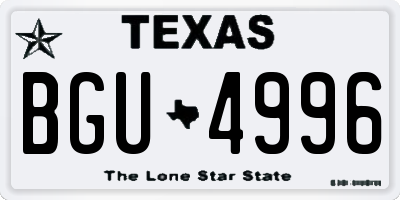 TX license plate BGU4996
