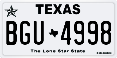 TX license plate BGU4998