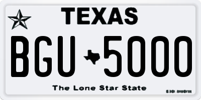 TX license plate BGU5000