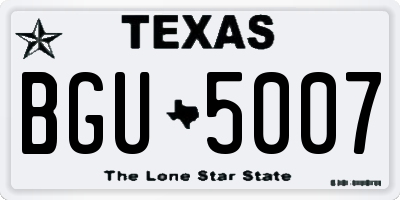 TX license plate BGU5007