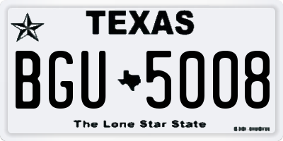 TX license plate BGU5008