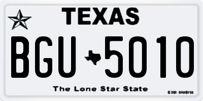 TX license plate BGU5010