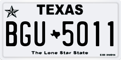 TX license plate BGU5011