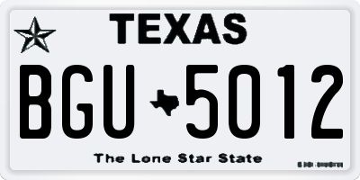 TX license plate BGU5012