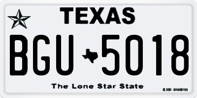 TX license plate BGU5018