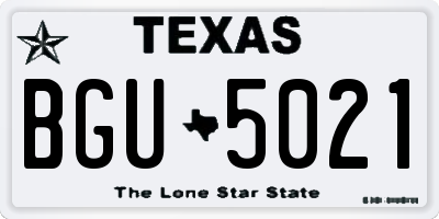 TX license plate BGU5021
