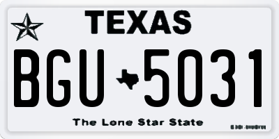 TX license plate BGU5031