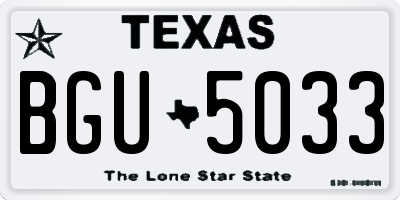 TX license plate BGU5033