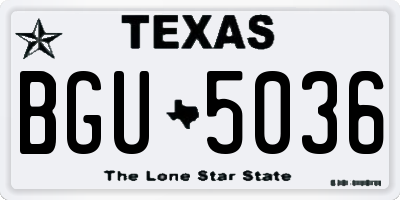 TX license plate BGU5036