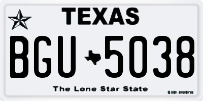 TX license plate BGU5038