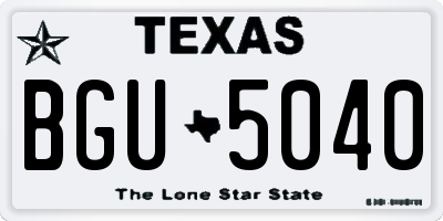 TX license plate BGU5040