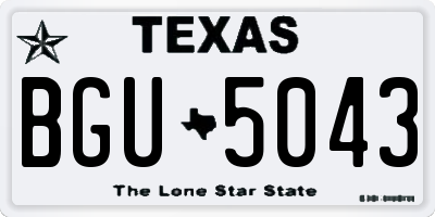 TX license plate BGU5043