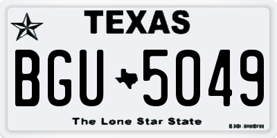 TX license plate BGU5049