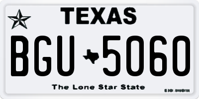 TX license plate BGU5060