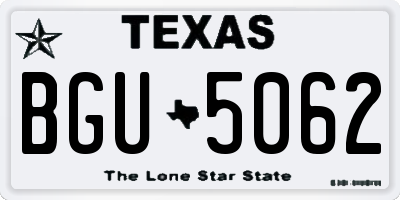 TX license plate BGU5062