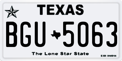 TX license plate BGU5063