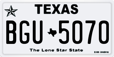 TX license plate BGU5070