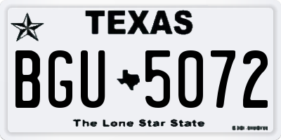 TX license plate BGU5072
