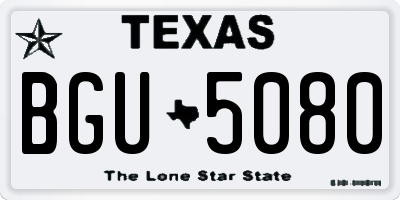 TX license plate BGU5080