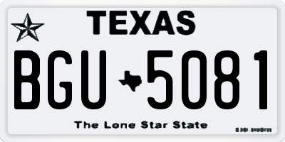 TX license plate BGU5081