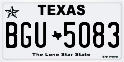 TX license plate BGU5083