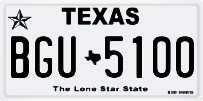 TX license plate BGU5100