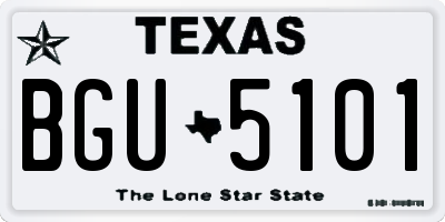 TX license plate BGU5101