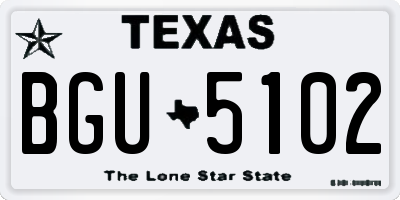 TX license plate BGU5102