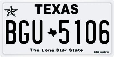 TX license plate BGU5106