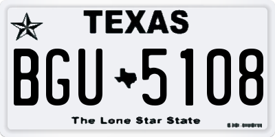 TX license plate BGU5108
