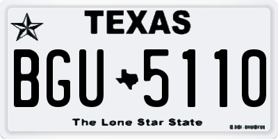 TX license plate BGU5110