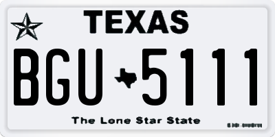 TX license plate BGU5111