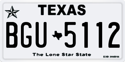 TX license plate BGU5112