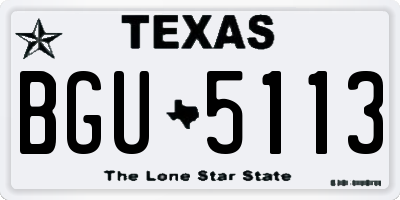 TX license plate BGU5113