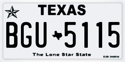TX license plate BGU5115