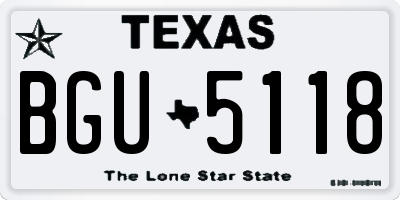 TX license plate BGU5118