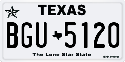 TX license plate BGU5120