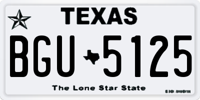 TX license plate BGU5125