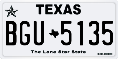 TX license plate BGU5135